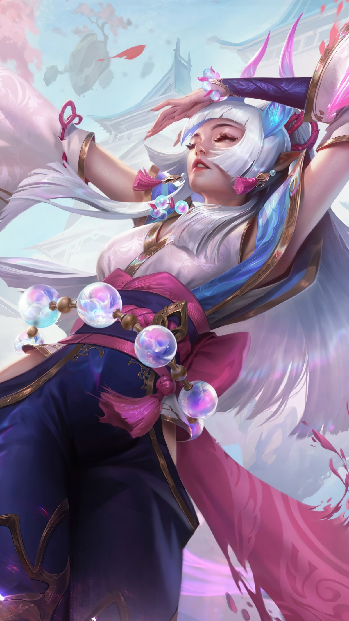 英雄联盟LOL，暗黑元首辛德拉灵魂莲华·明昼主题，4K超高清手机壁纸下载，2160x3840分辨率