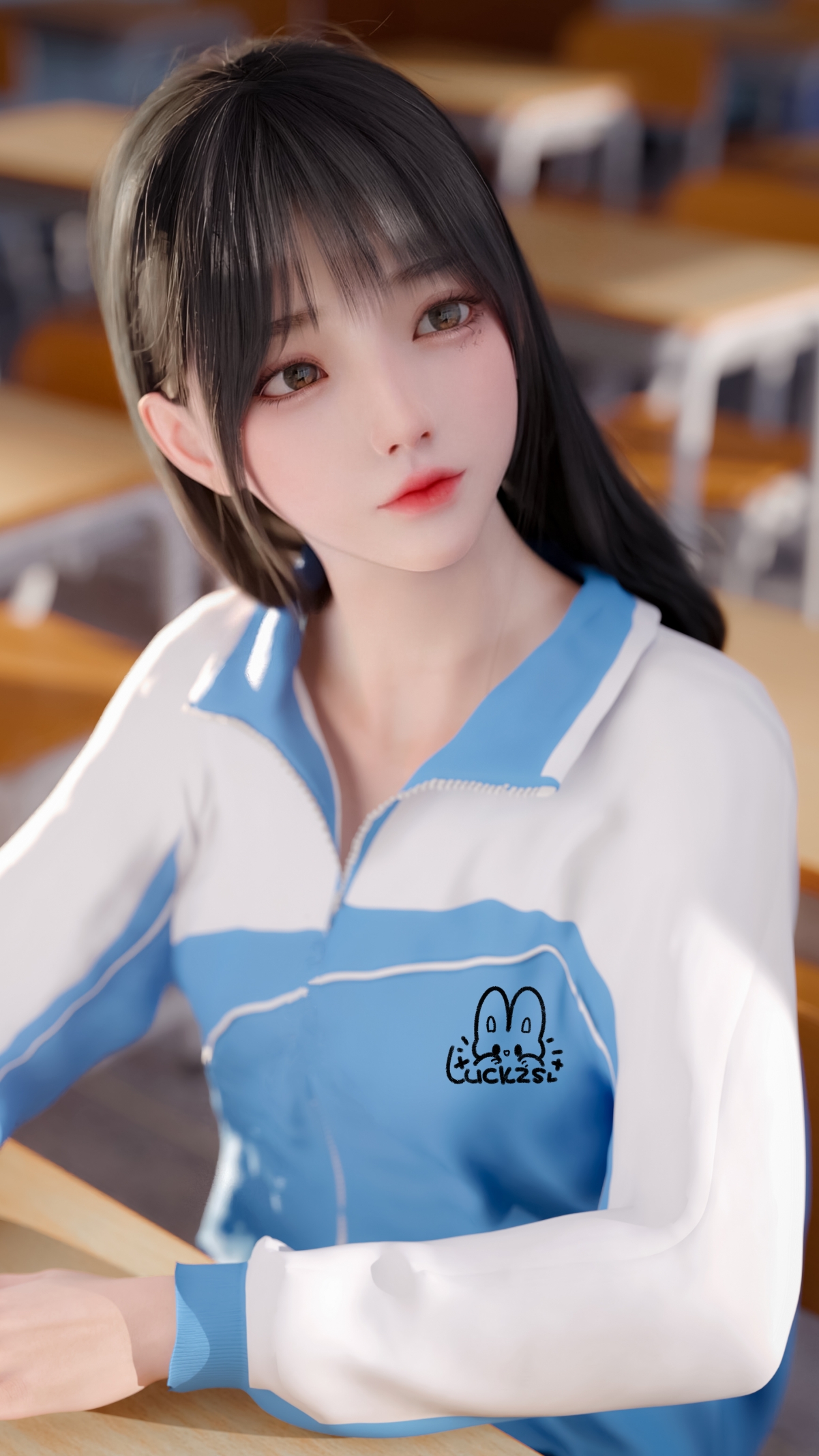 高清4K麻匪风学生校服班级教室壁纸，2160x3840分辨率，可爱风格手机壁纸下载
