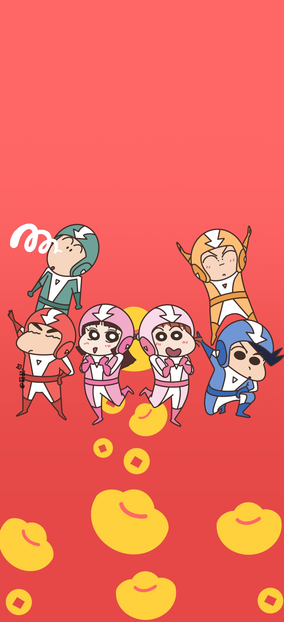蜡笔小新新年限定版4K竖屏手机壁纸，高清2224x4860像素，精美下载