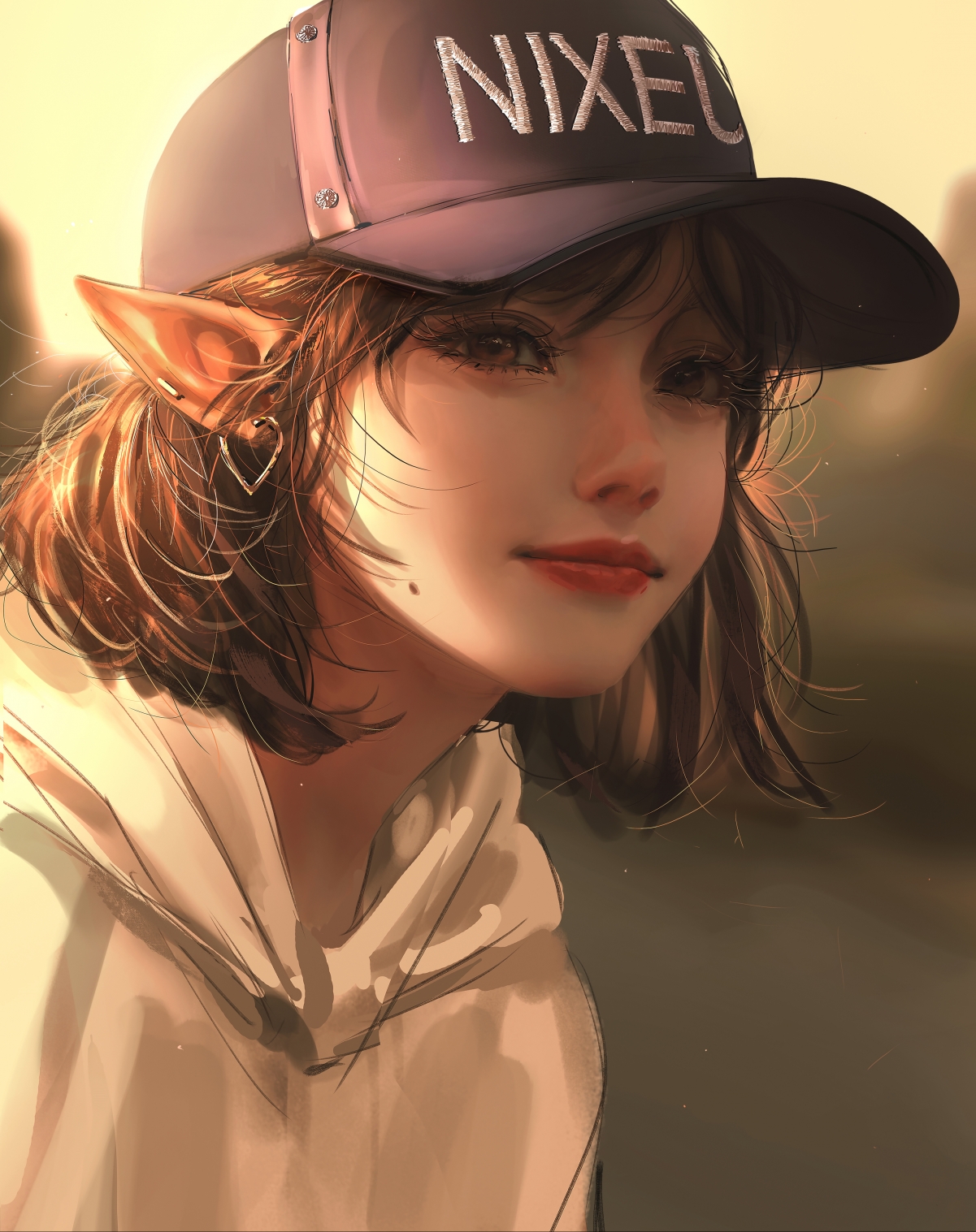 尖耳动漫女神，戴帽魅力四溢，4K超清全屏手机壁纸，3041x3840高清下载