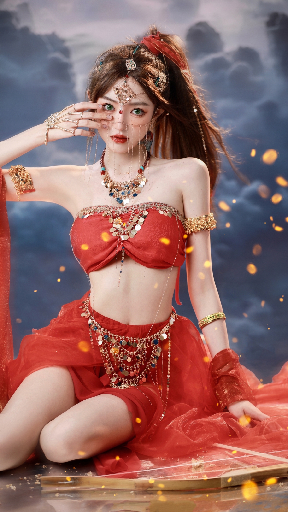 绝美鬼刀COSPLAY，红衣女神竖屏4K手机壁纸，2160x3840超高清，免费下载