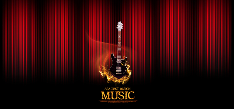 红色电吉他高清JPG图片及PSD设计素材，MUSIC音乐主题，电商狂欢下载