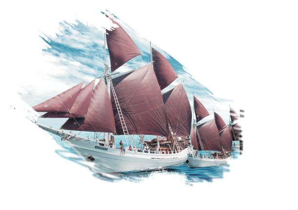 帆船高清PNG透明装饰元素，墨迹笔触设计素材免费下载