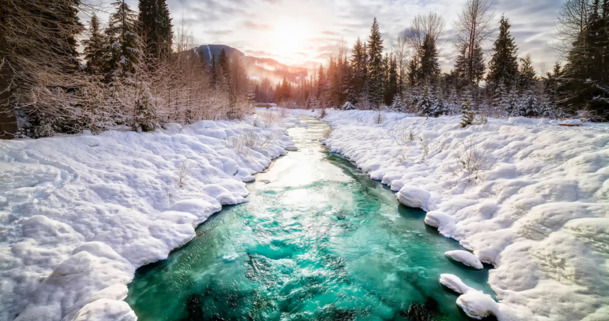 高清冬天雪景河流PNG透明背景图片素材下载，环境渲染效果摄影风景设计元素