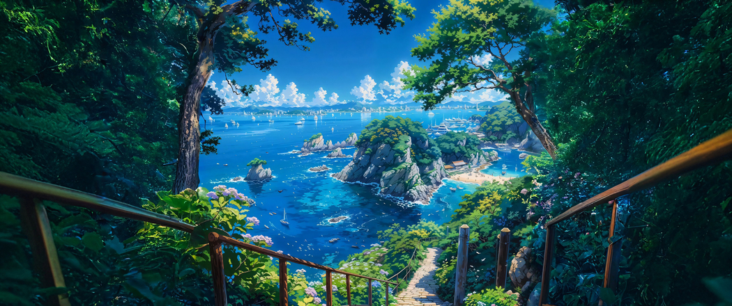 超高清夏日海滨3440x1440带鱼屏壁纸下载