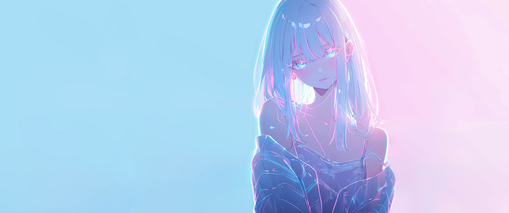 超清白发动漫女孩3440x1440带鱼屏壁纸高清下载