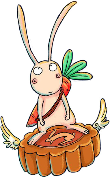 中秋节创意手绘，兔子骑月饼高清PNG素材下载