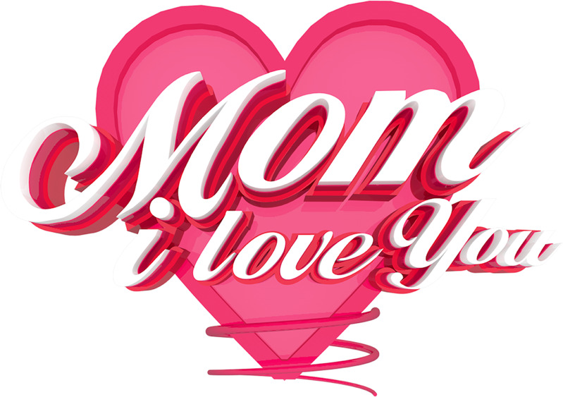 母亲节高清PNG透明图片，Mom I Love You及节日元素设计素材下载