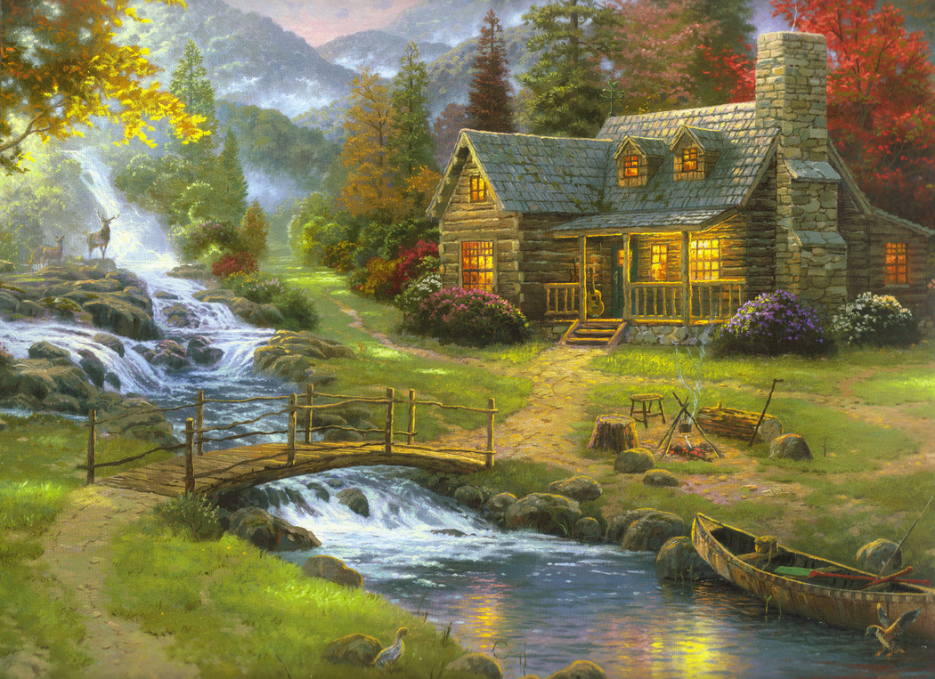 托马斯·金凯德山，自然仙境，4K精美风景画壁纸，3000x2179高清下载