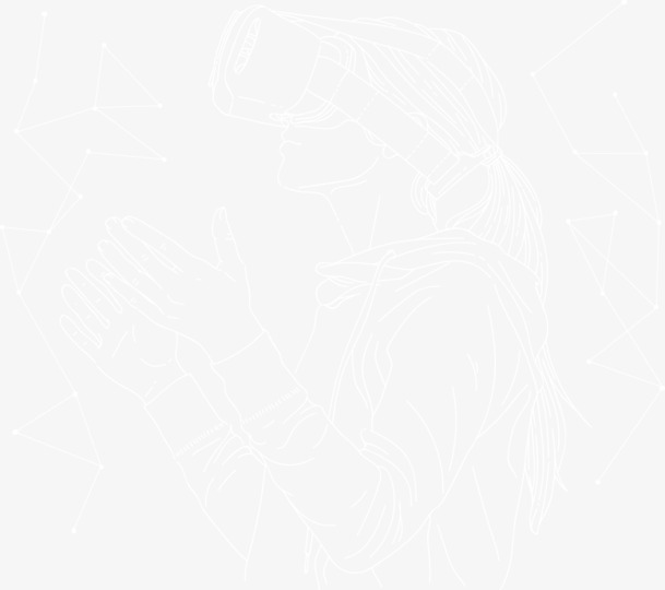 VR眼镜女孩矢量简笔画，高清PNG透明底纹素材下载