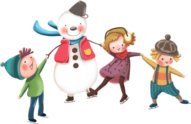 手绘冬季雪人小孩高清PNG素材，圣诞节节日元素设计图下载