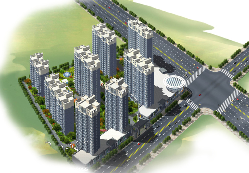 城市高楼立体鸟瞰PNG素材，高清透明背景风景图片下载