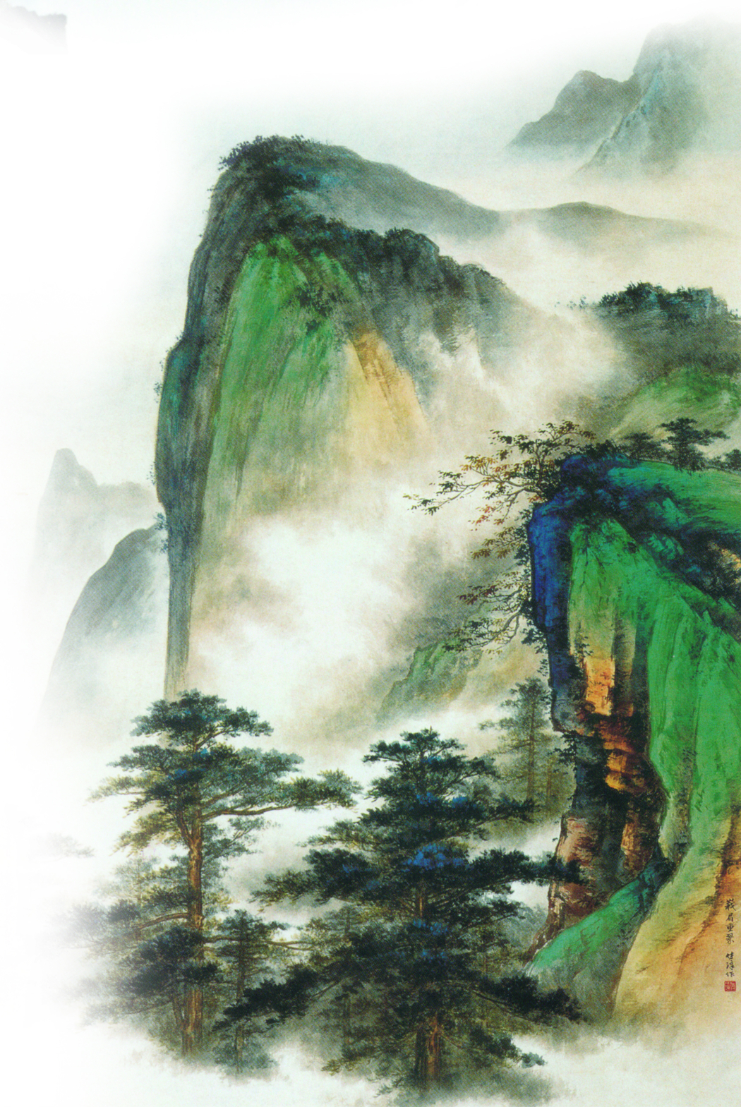 水墨山水国画4K高清图片壁纸，1681x2512分辨率下载