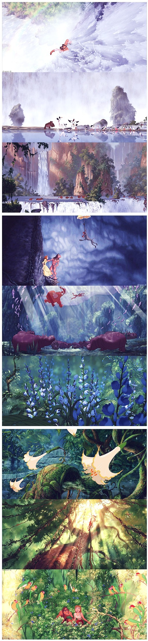 泰山原画紫色世界卡通手绘PNG透明素材下载