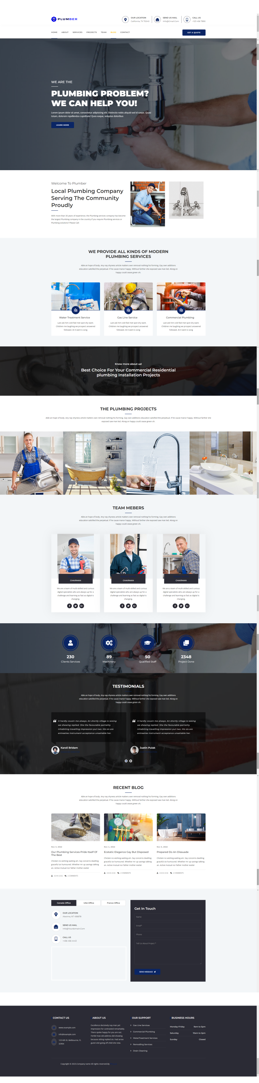 html+css网页设计，管道维修行业网站模板