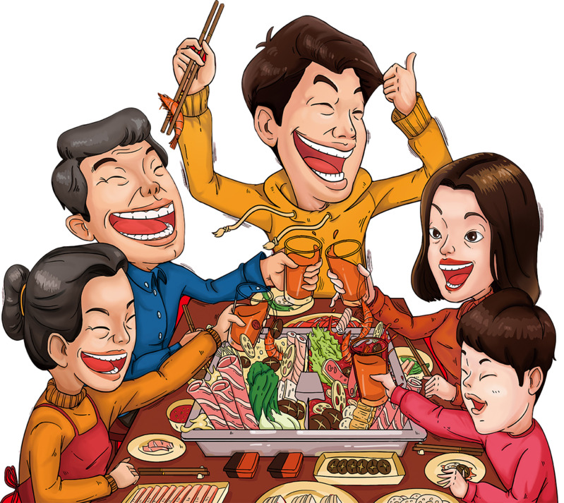 高清PNG免扣吃火锅素材，手绘卡通元素设计图片下载