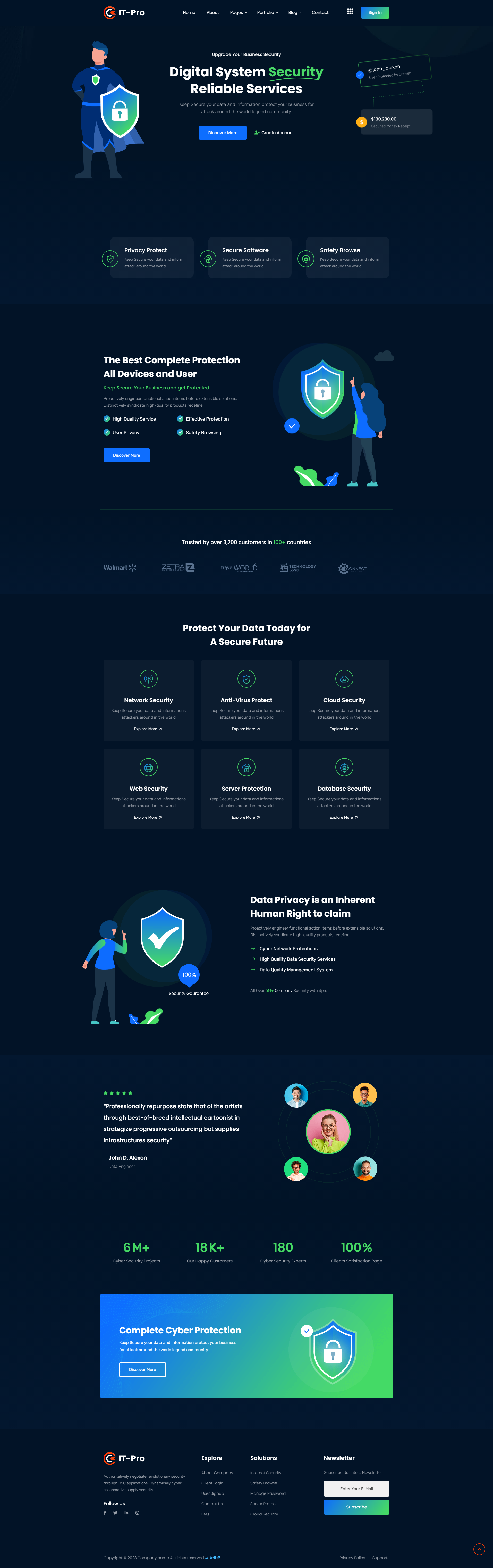 html+css网页设计，安全服务网页设计模板下载