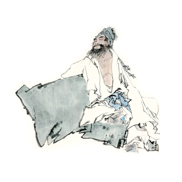 高清古人绘画PNG透明装饰元素，墨迹笔触设计素材下载