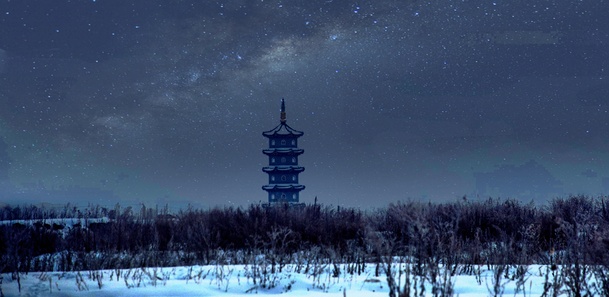 冬季雪夜塔林高清PNG透明背景图片，海报设计素材下载