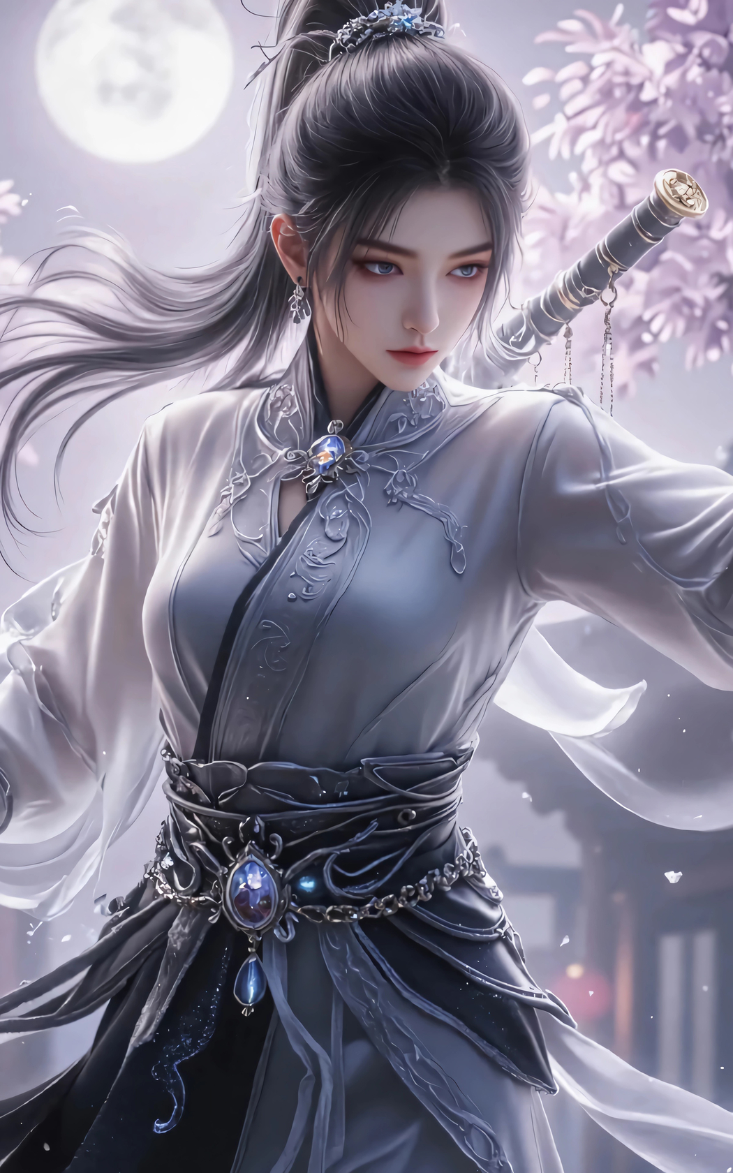 剑来宁姚月光唯美4K高清手机壁纸图片，2400x3840分辨率下载