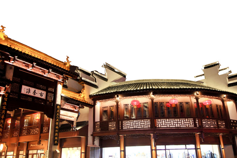 复古南京秦淮河古典建筑高清PNG透明背景素材下载