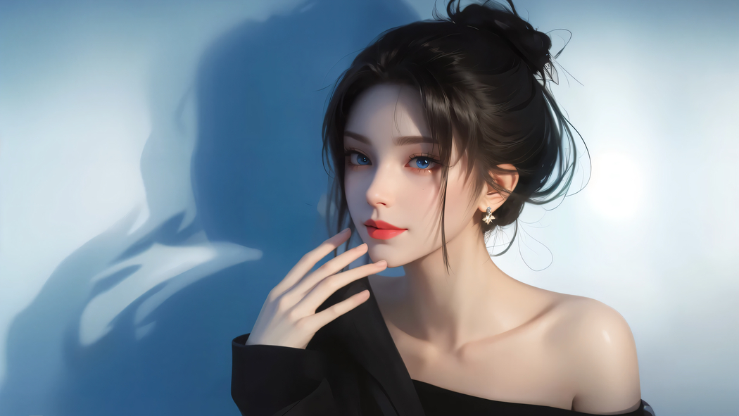 蓝色眼眸气质美女4K超清动漫壁纸 3840x2160 下载