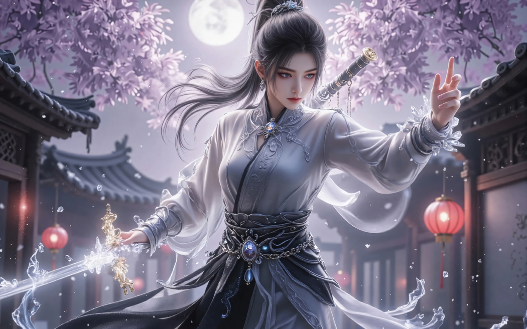 唯美月光剑宁姚高清壁纸，2880x1800分辨率，适配平板/笔记本/便携设备下载
