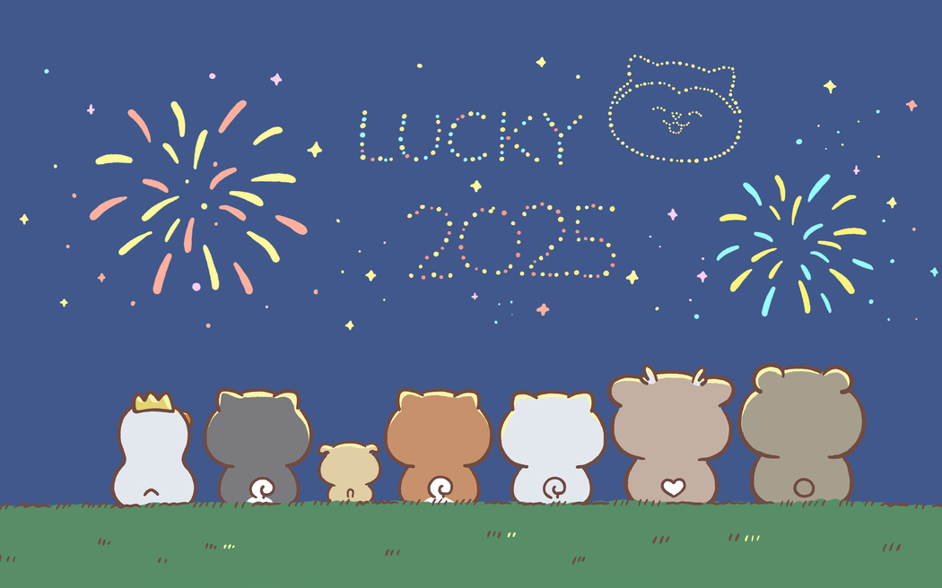 新年烟花可爱卡通高清壁纸 2880x1800 适用于电脑平板笔记本