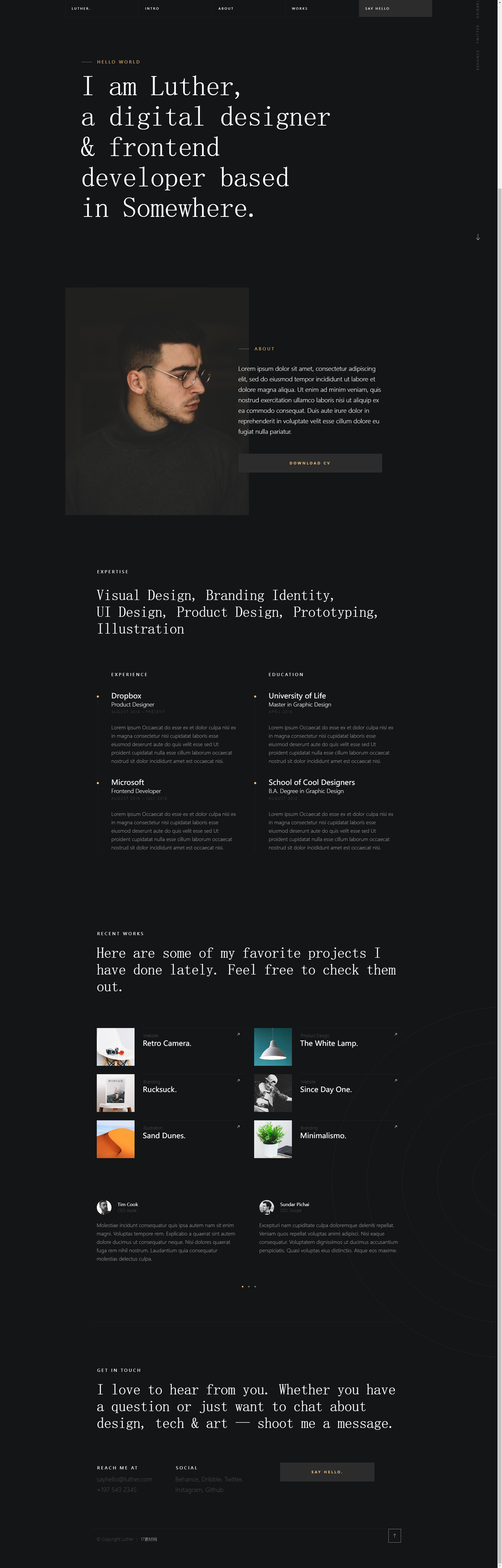 简历自我介绍制作，炫黑个人简历网页设计html