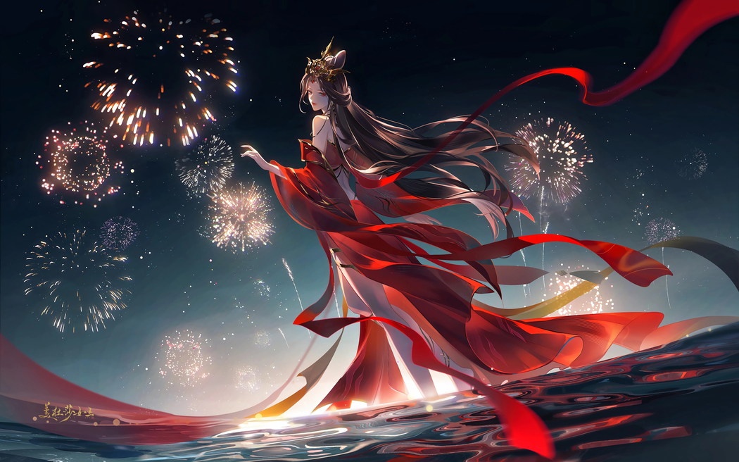 美杜莎女王新年烟花4K超清壁纸 3840x2400高清动漫图片下载