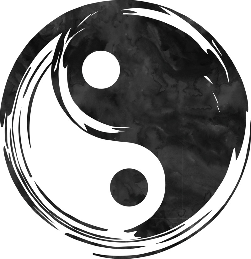 高清手绘水墨太极图PNG透明素材，中国风装饰元素下载