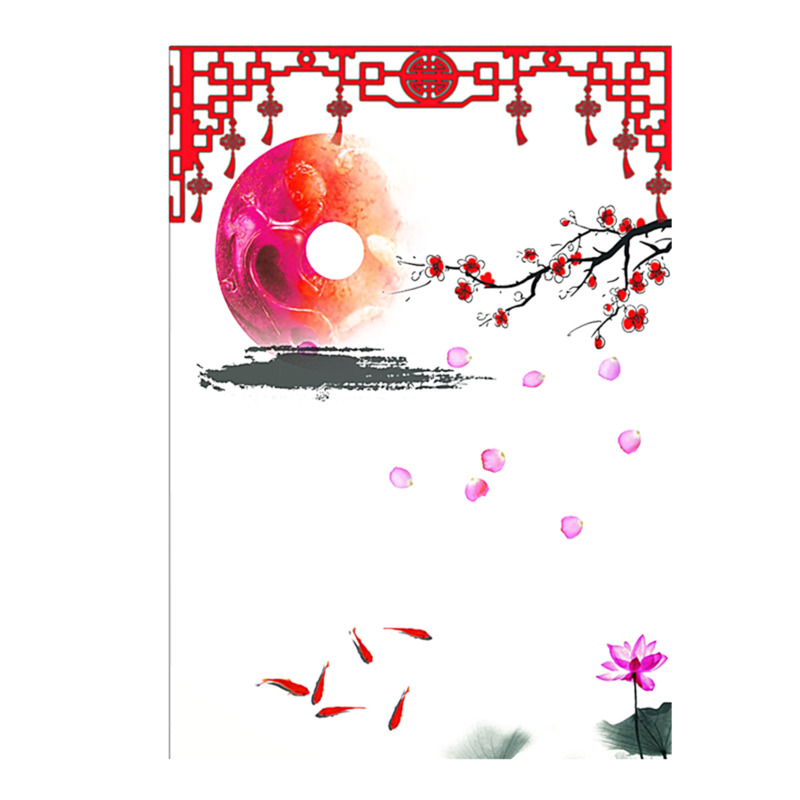 中式梅花金鱼线框高清PNG透明边框装饰素材下载