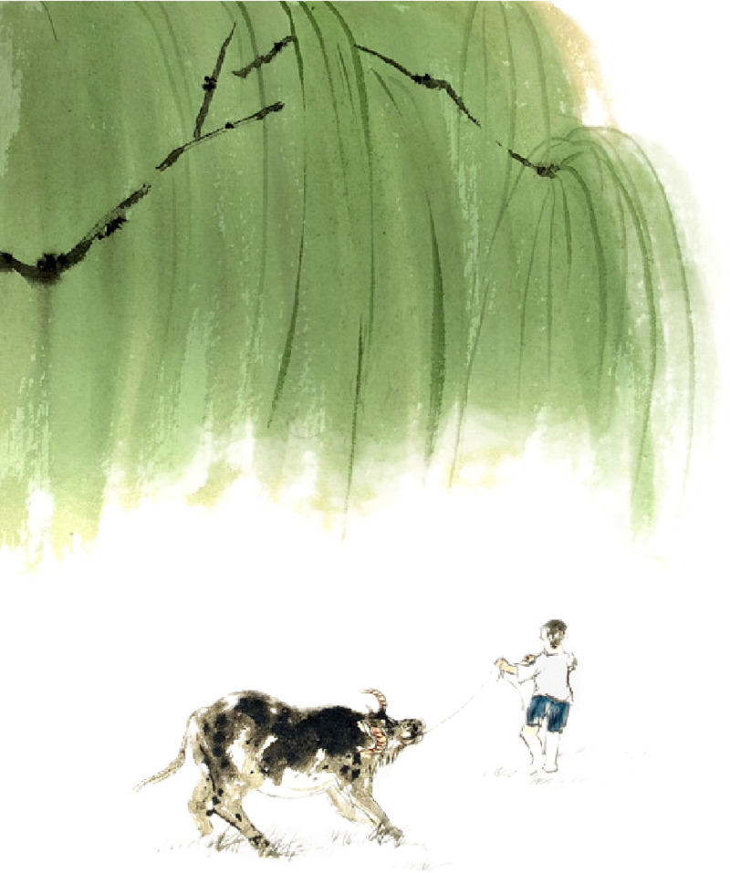 清明节柳树牧童高清PNG素材，透明节日元素下载