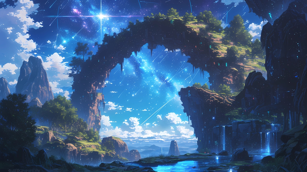 山桥星空唯美梦幻 4K超清风景壁纸 3840x2160 下载