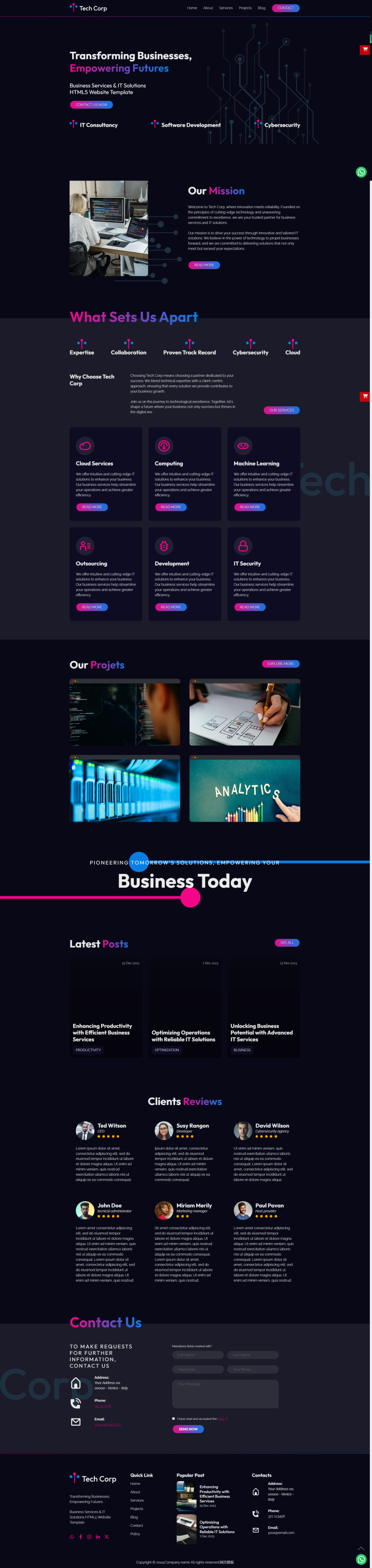 html5网页设计，精美商业网页设计模板