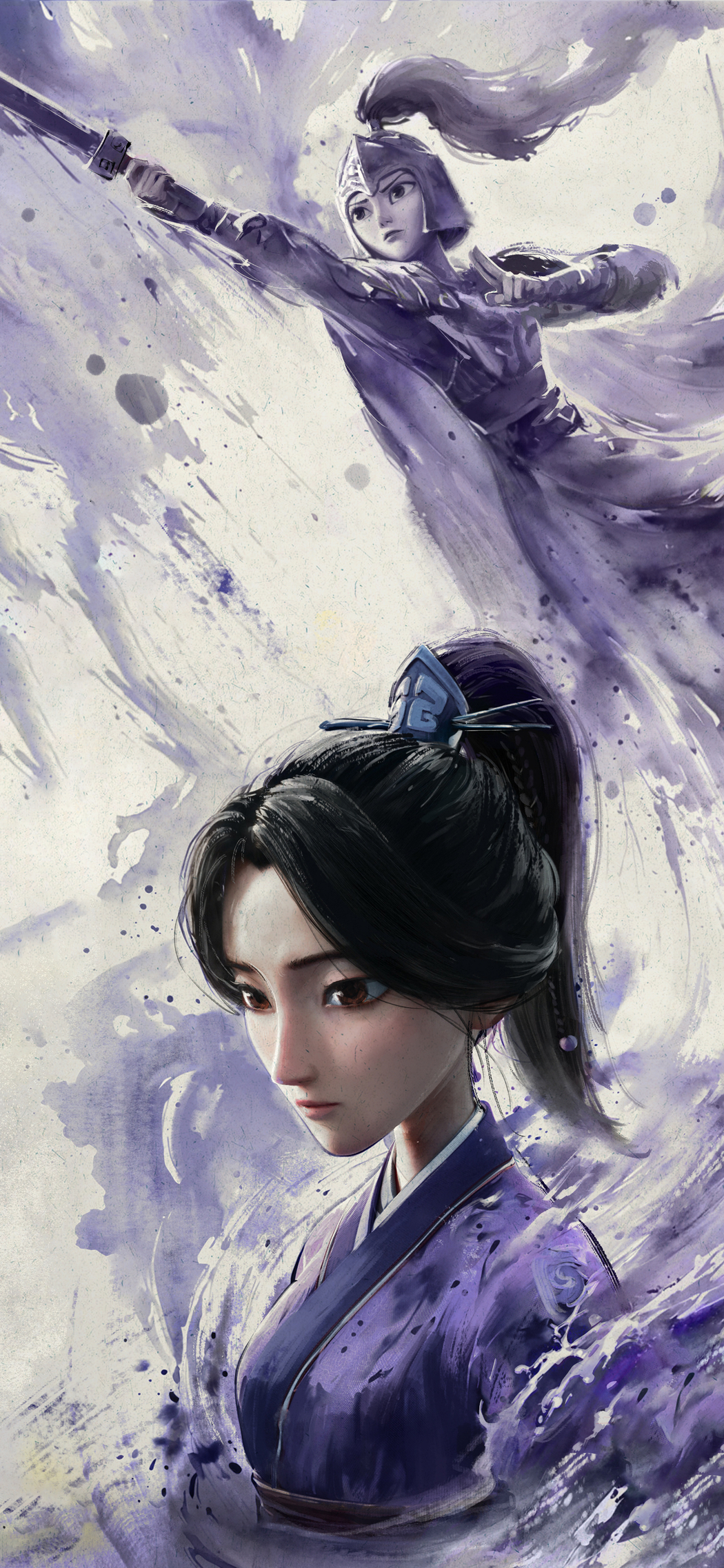 殷夫人《哪吒之魔童闹海》水墨海报 手机壁纸高清下载 5K/4K分辨率 2598x5626