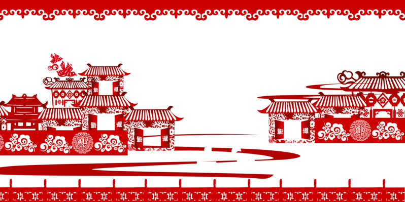 中国风剪纸建筑艺术高清PNG透明图片素材，含装饰元素与图案，免费下载