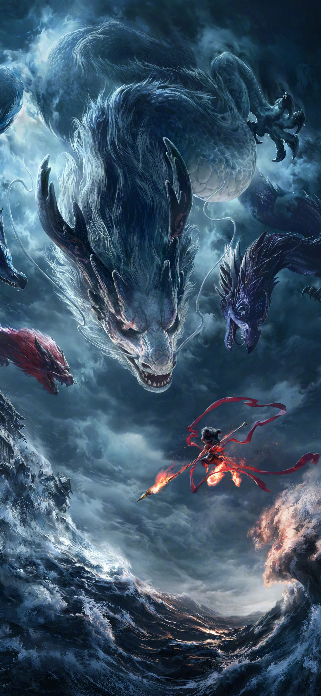 哪吒之魔童闹海 高清手机壁纸 4K/7K分辨率 3263x7073 下载