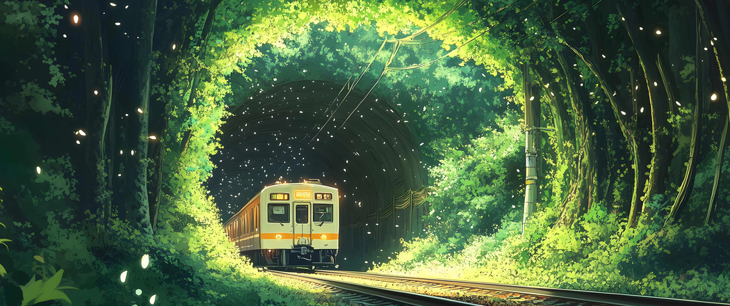 森林列车绝美风景 3440x1440带鱼屏4K高清壁纸下载