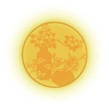 中国风黄色月亮花瓶中秋素材，高清PNG透明图片节日元素下载