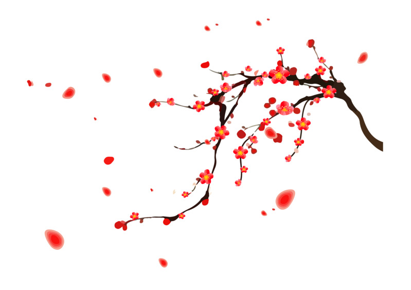 高清新年卡通梅花PNG透明图，元旦春节元宵节日元素设计素材下载