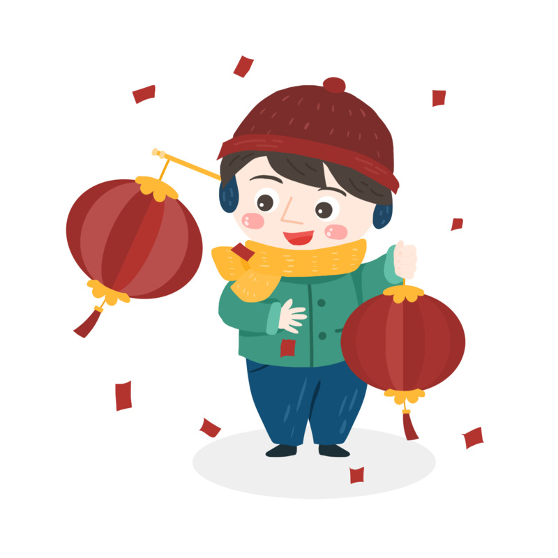 高清PNG透明图片下载，灯笼小孩喜庆元素，元旦春节元宵节日设计素材