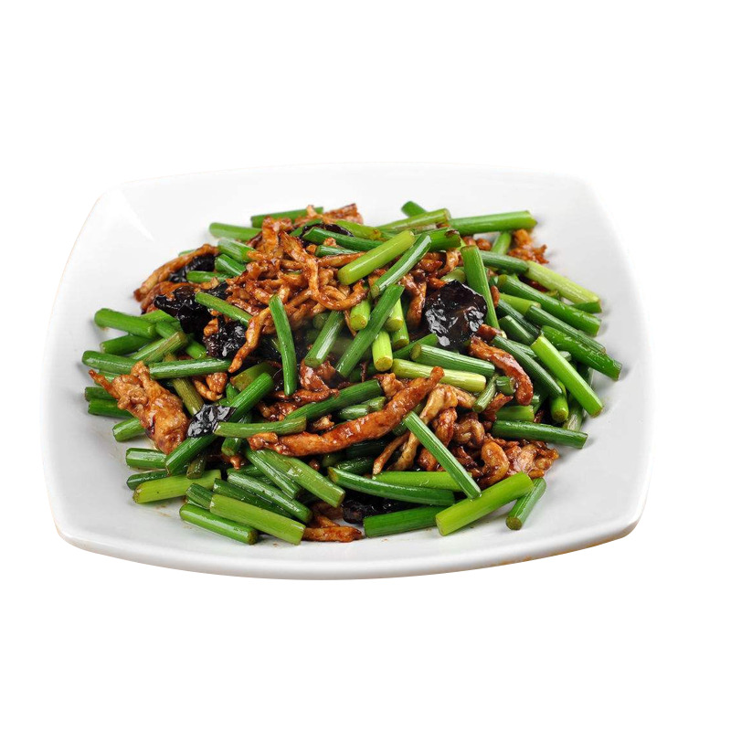 蒜台炒肉高清PNG图片素材，爆炒美食装饰元素，生活用品设计素材下载
