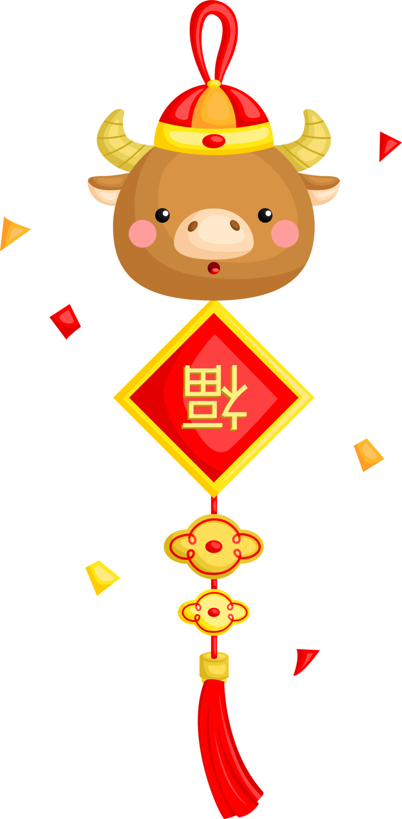 2021牛年新春中国结PNG透明图片素材，元旦春节元宵节日元素下载