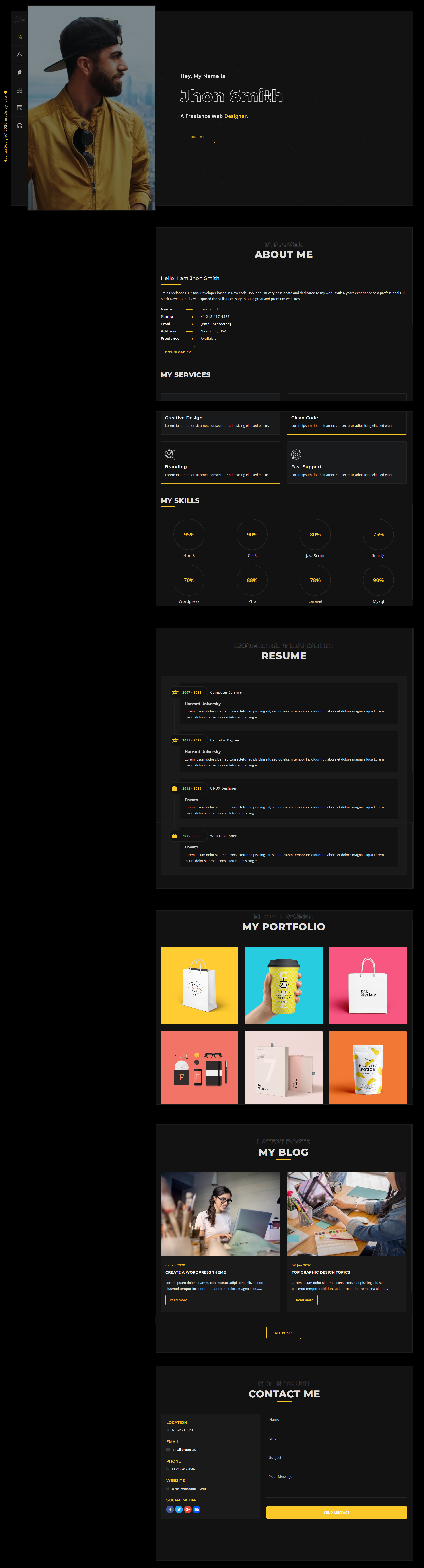 简历制作免费模板必备，精美html5个人网页设计
