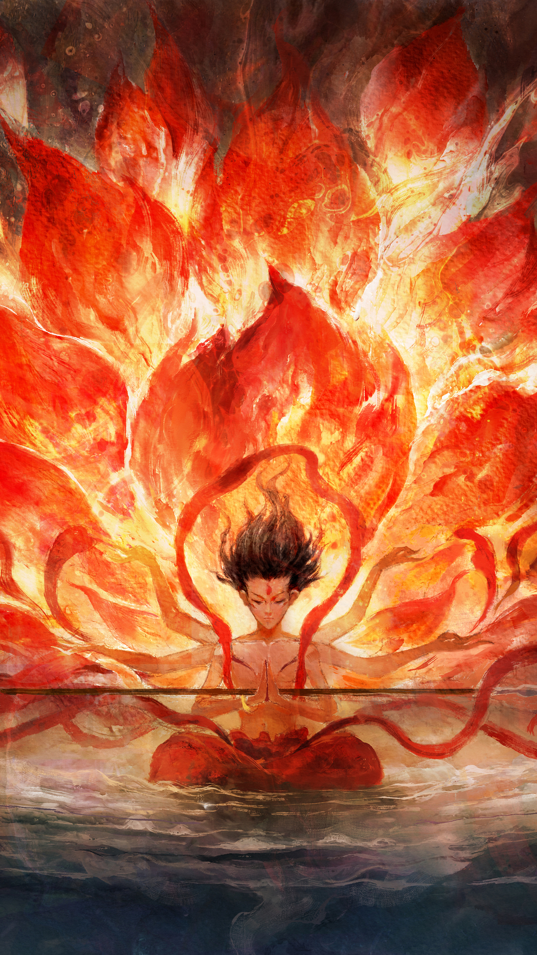 火莲花哪吒2魔童闹海4K超高清手机壁纸下载 2160x3840