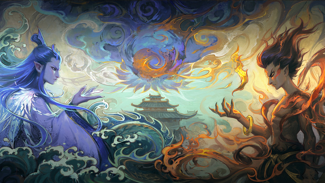 哪吒敖丙4K绘画壁纸，3840x2160高清动漫图片下载