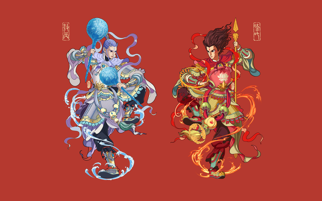 哪吒敖丙门神4K超清壁纸，魔童闹海3840x2400高清下载