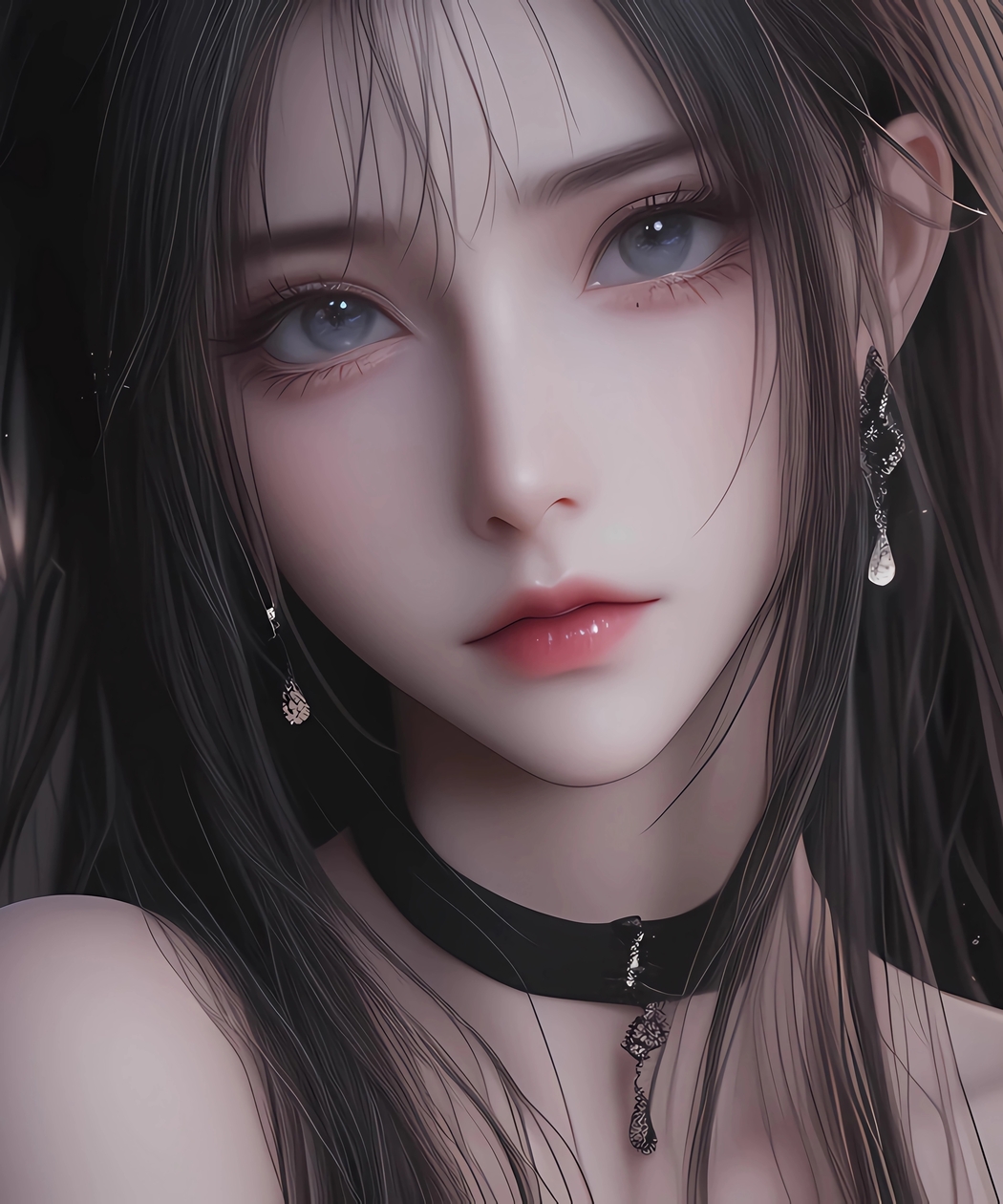 暗色系唯美长发动漫美女4K高清壁纸，3200x3840全屏手机下载