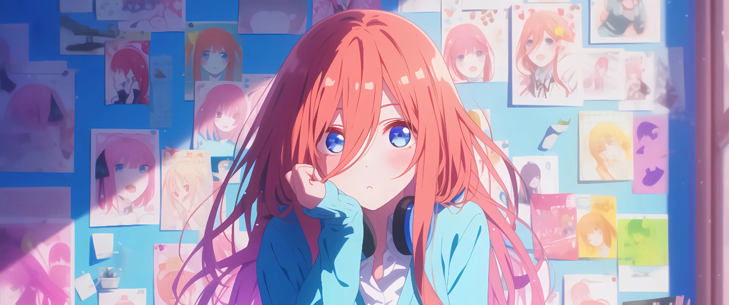 4K高清动漫壁纸下载，女孩大头贴少女风带鱼屏3440x1440